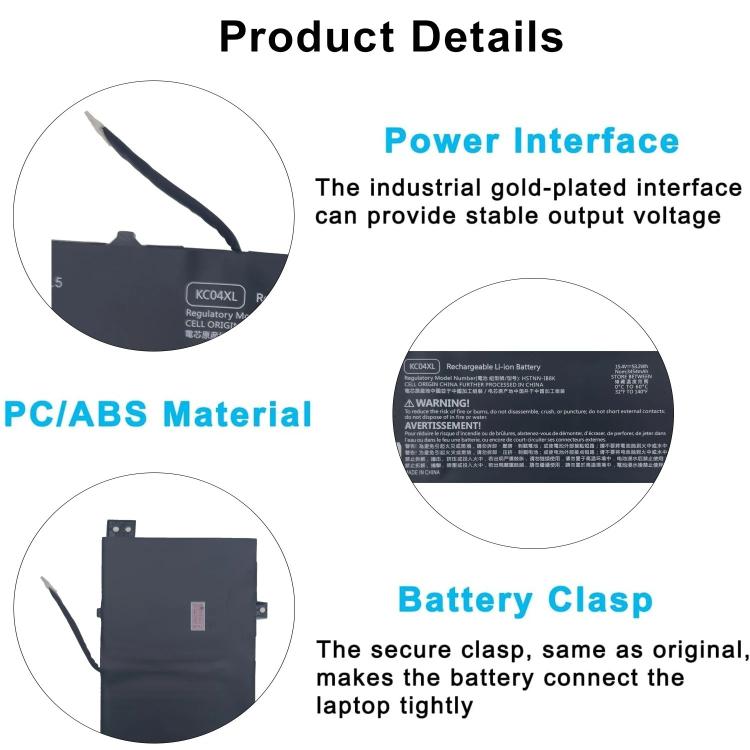 Batterie per laptop da 3454 mAh per HP Envy 13-ah1002TX, KC04XL
