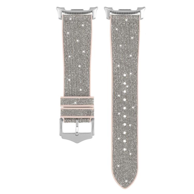 Cinturino per orologio in silicone e pelle vegana glitterata, For Samsung Galaxy Watch8 / Watch8 Classic