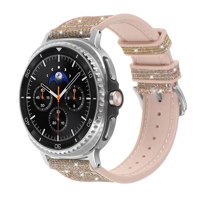 Cinturino per orologio in silicone e pelle vegana glitterata, For Samsung Galaxy Watch8 / Watch8 Classic
