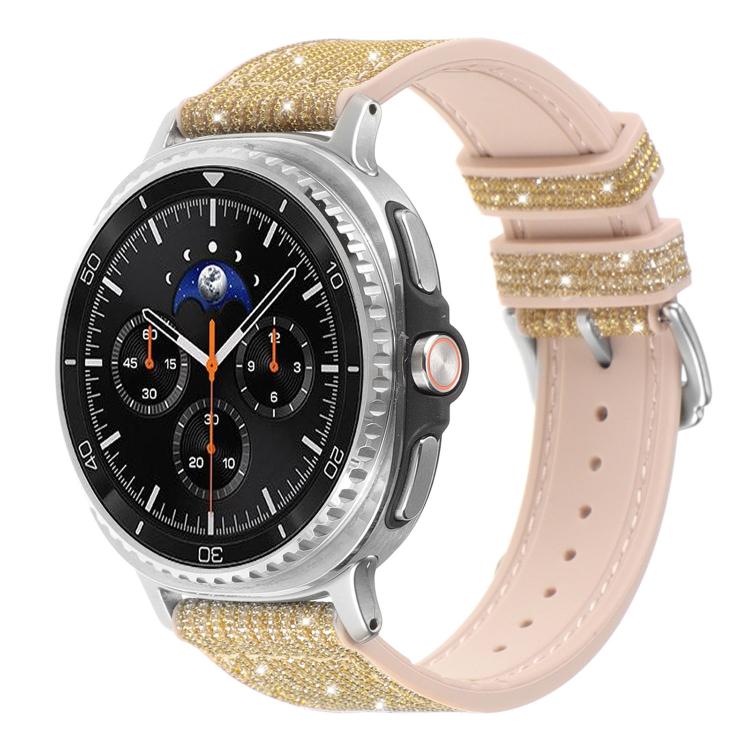 Cinturino per orologio in silicone e pelle vegana glitterata, For Samsung Galaxy Watch8 / Watch8 Classic