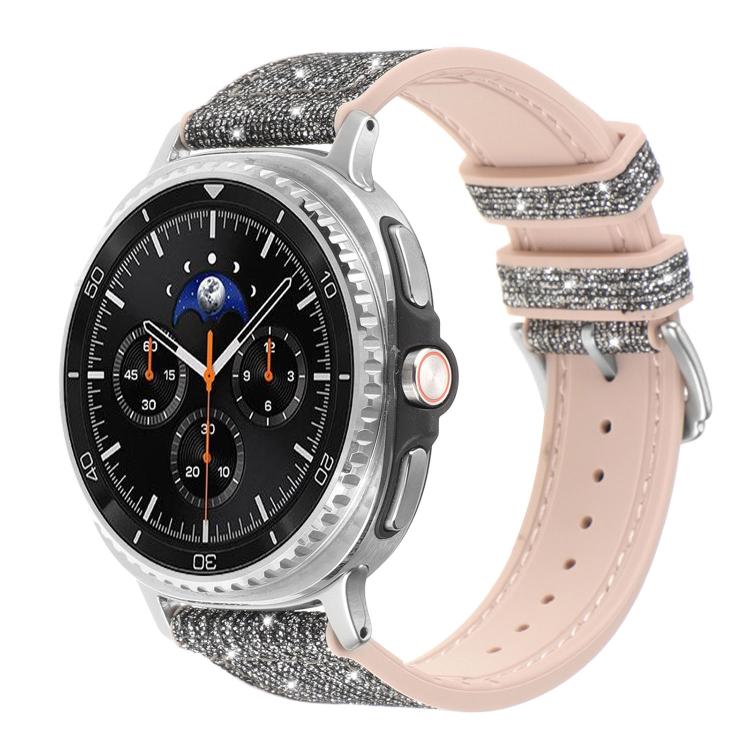 Cinturino per orologio in silicone e pelle vegana glitterata, For Samsung Galaxy Watch8 / Watch8 Classic