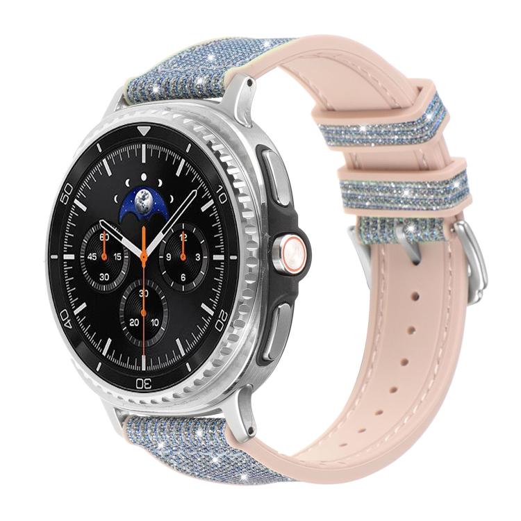 Cinturino per orologio in silicone e pelle vegana glitterata, For Samsung Galaxy Watch8 / Watch8 Classic
