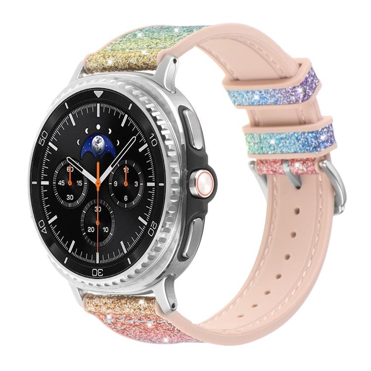 Cinturino per orologio in silicone e pelle vegana glitterata, For Samsung Galaxy Watch8 / Watch8 Classic