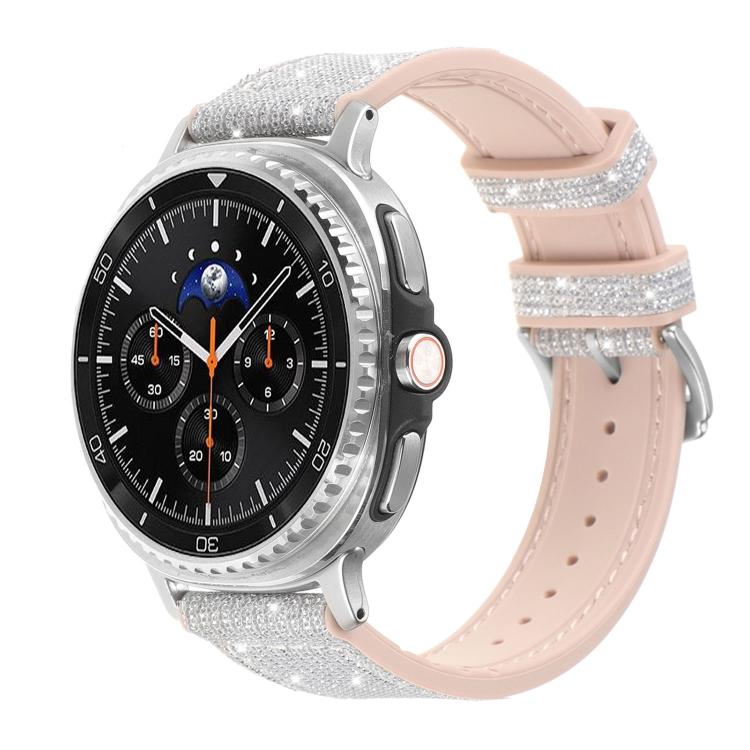 Cinturino per orologio in silicone e pelle vegana glitterata, For Samsung Galaxy Watch8 / Watch8 Classic