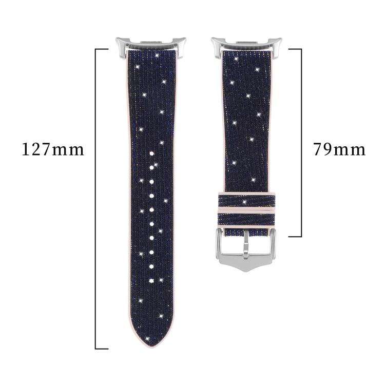Cinturino per orologio in silicone e pelle vegana glitterata, For Samsung Galaxy Watch8 / Watch8 Classic