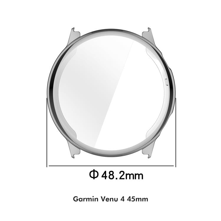 ENKAY Hat-Prince Cover per orologio con copertura completa in TPU galvanizzato e protezione dello schermo, For Garmin Venu 4 45mm, For Garmin Venu 4 41mm