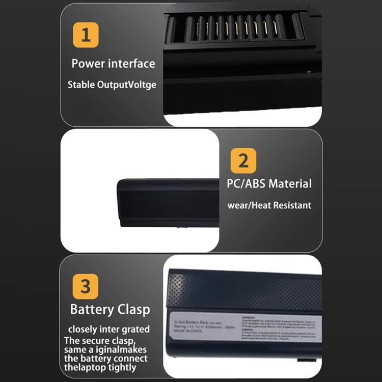 Batteria per laptop da 4400 mAh per Asus A42 A52 A62 B53 K42 K52 K62, A32-K52