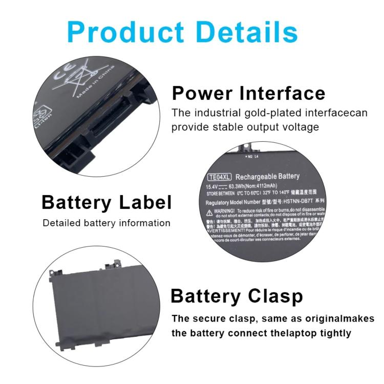 Batterie per laptop da 4112 mAh per HP OMEN 15-AX200 15-AX218TX 15-AX210TX 15-AX235NF 15-AX202N, TE04XL