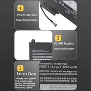 Batteria per laptop da 4120 mAh per Lenovo ThinkPad E450 E450C E455 E460, 45N1754-E450