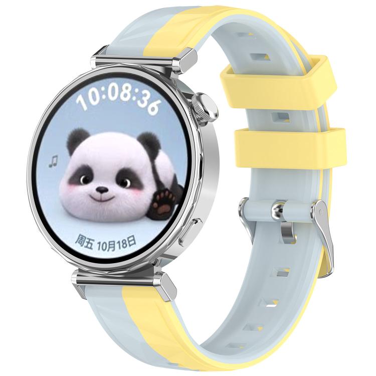 Cinturino per orologio in silicone bicolore con texture effetto cristallo di ghiaccio, giunzione a sinistra e a destra., 18mm