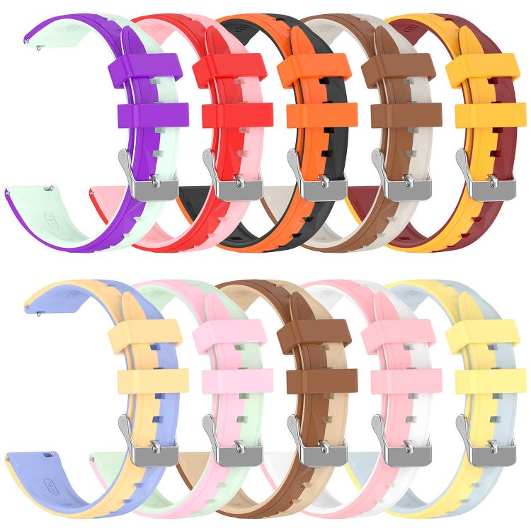 Cinturino per orologio in silicone bicolore con texture effetto cristallo di ghiaccio, giunzione a sinistra e a destra., 18mm