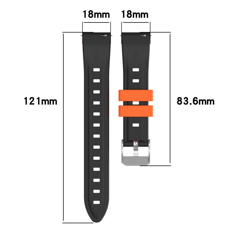 Cinturino per orologio in silicone bicolore con texture effetto cristallo di ghiaccio, giunzione a sinistra e a destra., 18mm