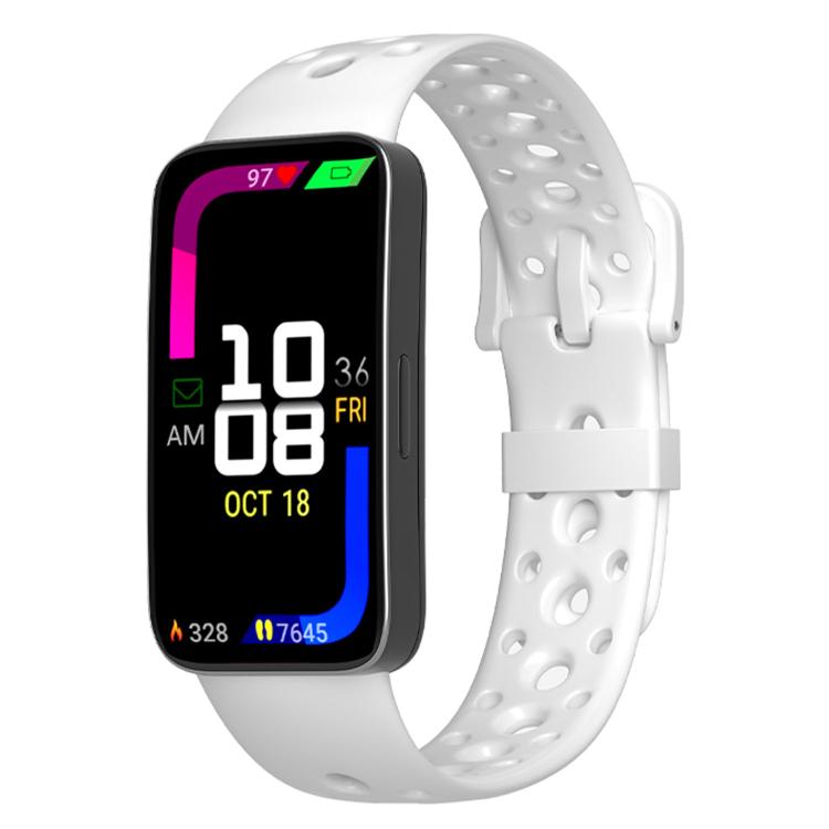 Cinturino per orologio in silicone con fibbia ad ardiglione e fori rotondi in tinta, For Huawei Band 10 / 9 / 8