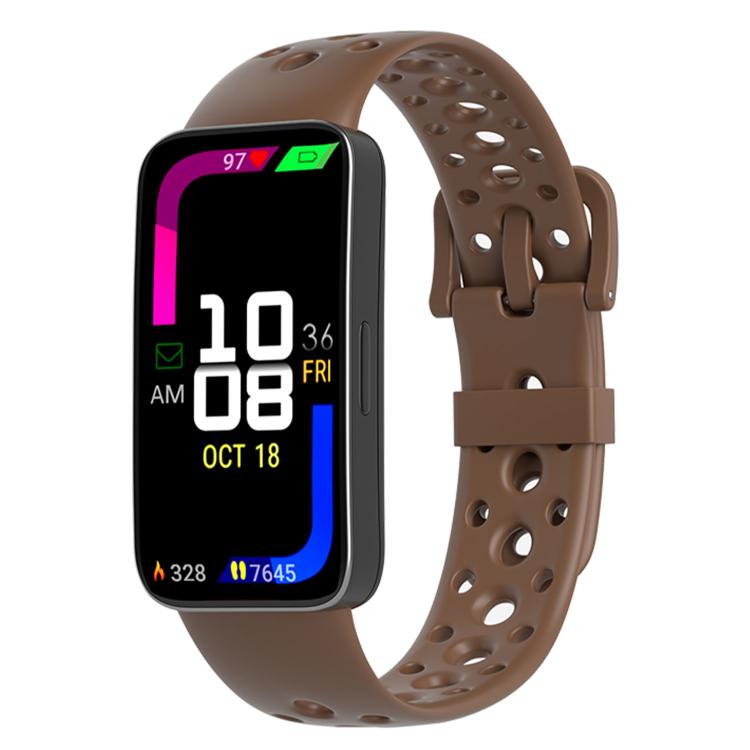 Cinturino per orologio in silicone con fibbia ad ardiglione e fori rotondi in tinta, For Huawei Band 10 / 9 / 8