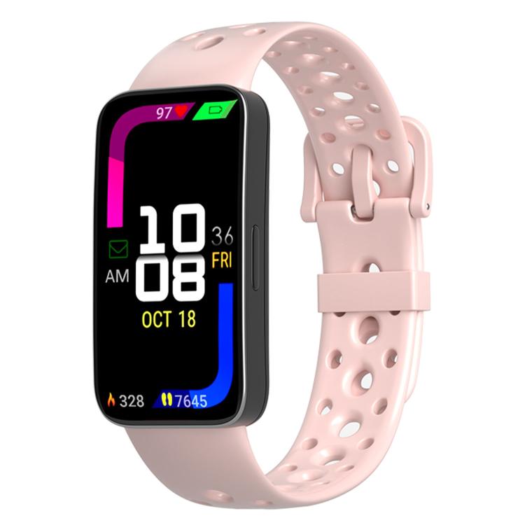 Cinturino per orologio in silicone con fibbia ad ardiglione e fori rotondi in tinta, For Huawei Band 10 / 9 / 8