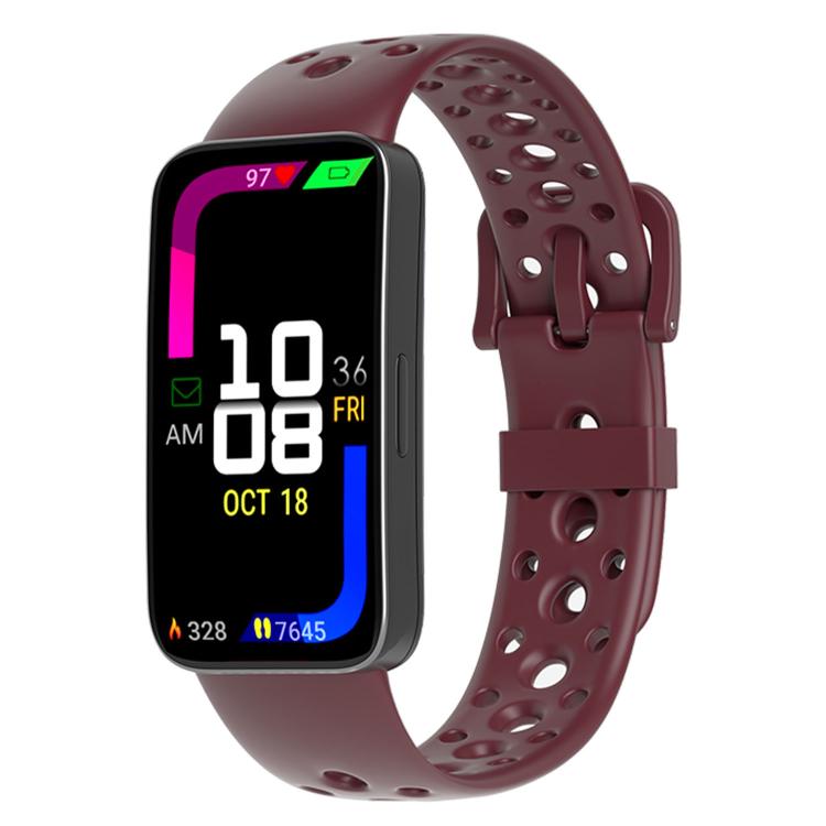 Cinturino per orologio in silicone con fibbia ad ardiglione e fori rotondi in tinta, For Huawei Band 10 / 9 / 8