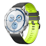 Cinturino per orologio in silicone bicolore con fibbia ad ardiglione in acciaio nero., 22mm
