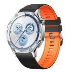 Cinturino per orologio in silicone bicolore con fibbia ad ardiglione in acciaio nero., 22mm