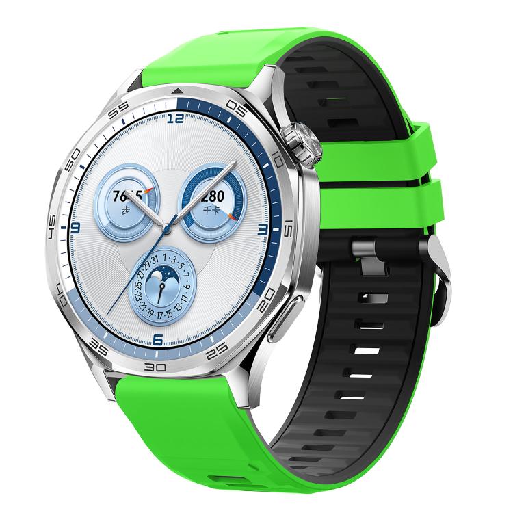 Cinturino per orologio in silicone bicolore con fibbia ad ardiglione in acciaio nero., 22mm