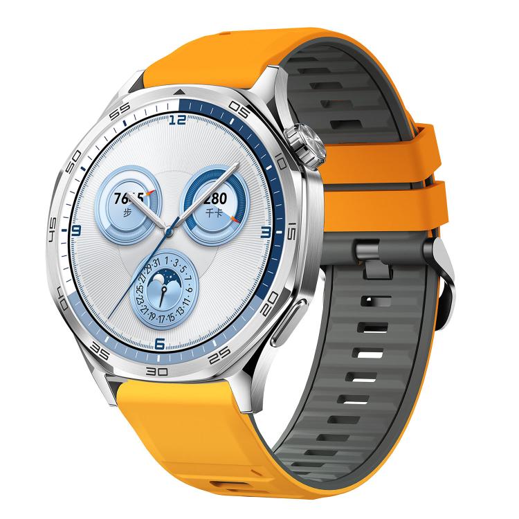 Cinturino per orologio in silicone bicolore con fibbia ad ardiglione in acciaio nero., 22mm