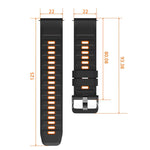 Cinturino per orologio in silicone bicolore con fibbia ad ardiglione in acciaio nero., 22mm