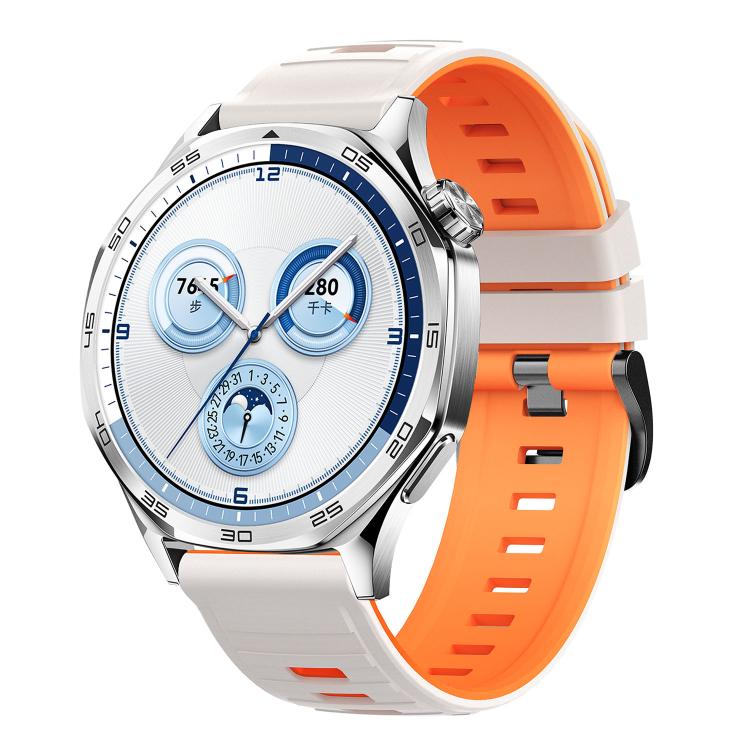 Cinturino per orologio in silicone bicolore a righe con fibbia ad ardiglione nera., 22mm