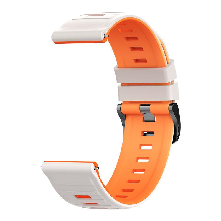 Cinturino per orologio in silicone bicolore a righe con fibbia ad ardiglione nera., 22mm