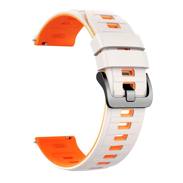 Cinturino per orologio in silicone bicolore a righe con fibbia ad ardiglione nera., 22mm