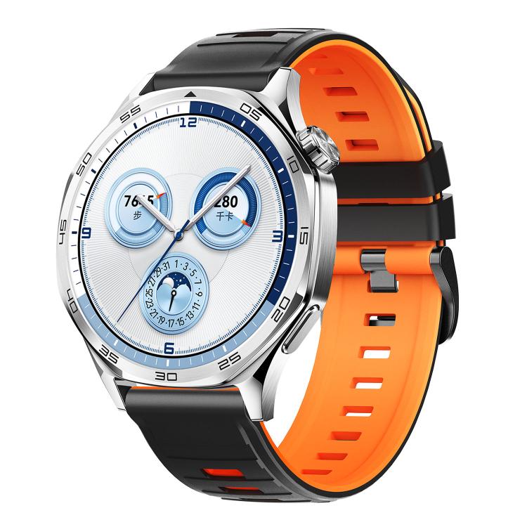 Cinturino per orologio in silicone bicolore a righe con fibbia ad ardiglione nera., 22mm