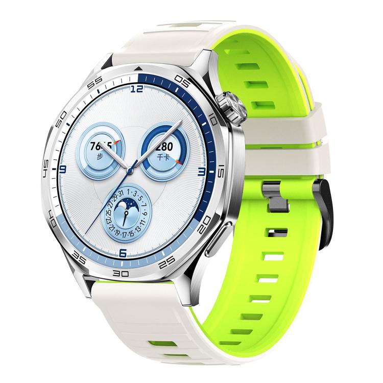 Cinturino per orologio in silicone bicolore a righe con fibbia ad ardiglione nera., 22mm