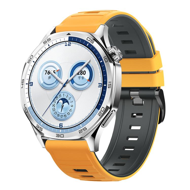 Cinturino per orologio in silicone bicolore a righe con fibbia ad ardiglione nera., 22mm