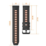 Cinturino per orologio in silicone bicolore a righe con fibbia ad ardiglione nera., 22mm