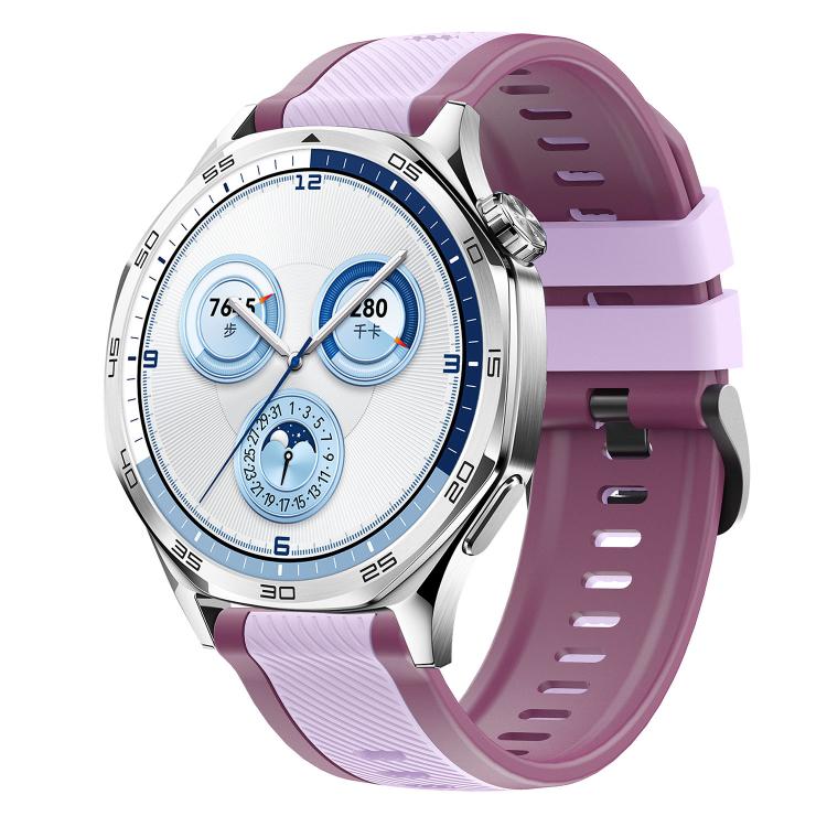Cinturino per orologio in silicone bicolore con motivo a saia verticale., 22mm