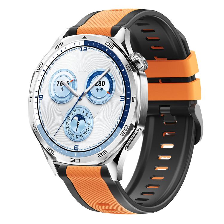 Cinturino per orologio in silicone bicolore con motivo a saia verticale., 22mm