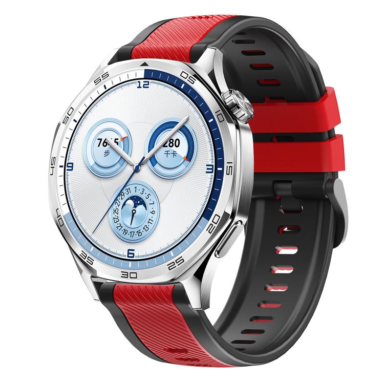Cinturino per orologio in silicone bicolore con motivo a saia verticale., 22mm