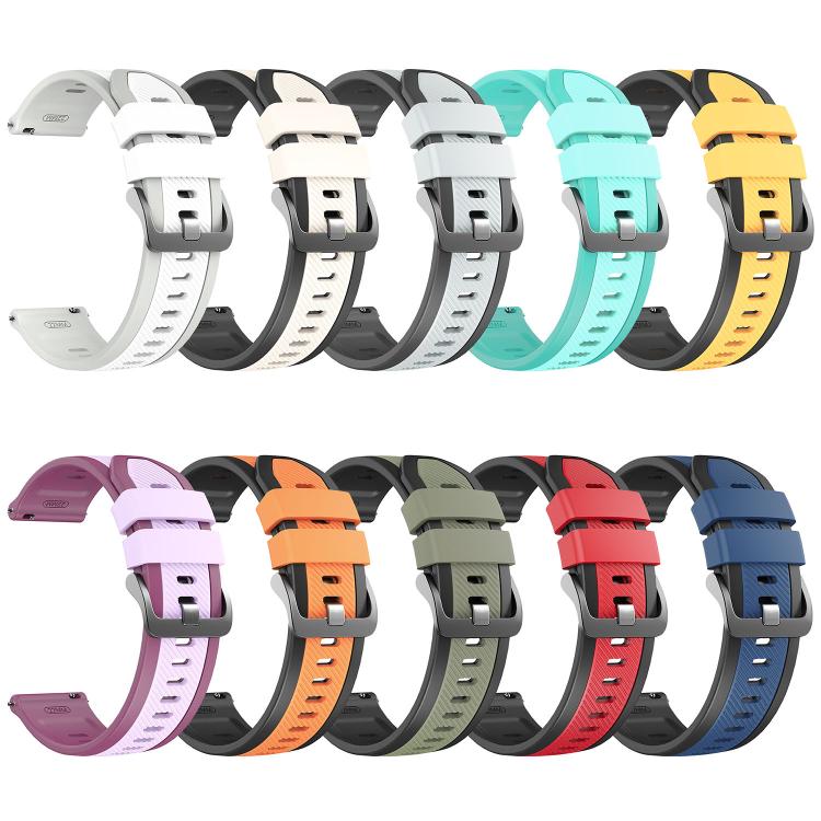 Cinturino per orologio in silicone bicolore con motivo a saia verticale., 22mm