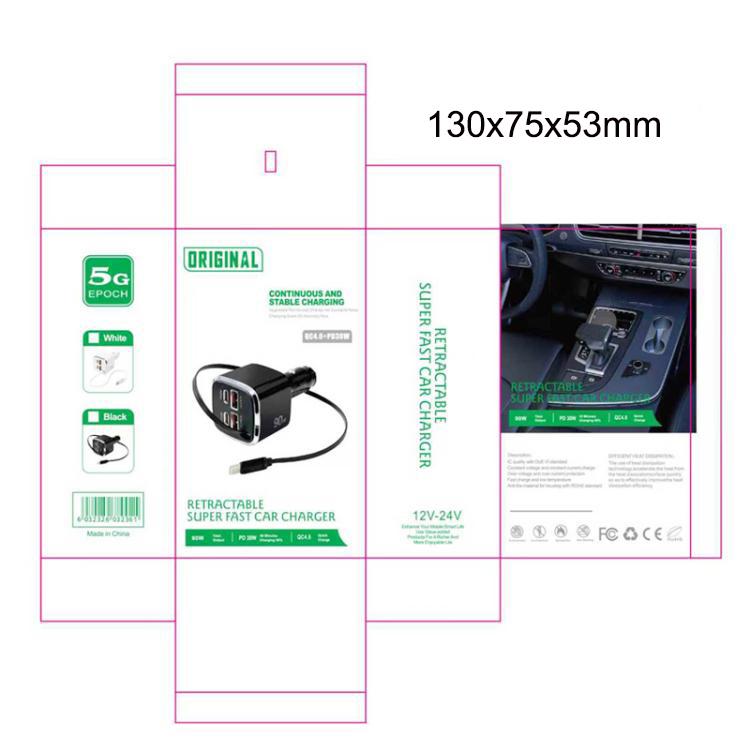 Cavo Type-C 40 cm con caricabatterie auto USB PD3.0 QC3.0