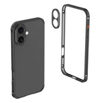Custodia Armor con telaio in metallo antiscivolo su entrambi i lati e copriobiettivo., For iPhone 16 Plus, For iPhone 15 Pro Max, For iPhone 15 Pro, For iPhone 15 Plus