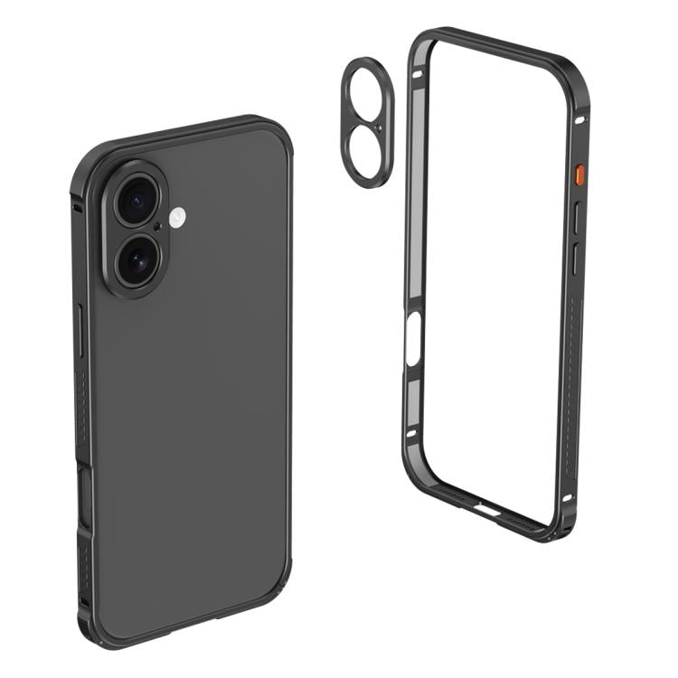 Custodia Armor con telaio in metallo antiscivolo su entrambi i lati e copriobiettivo., For iPhone 16 Plus, For iPhone 15 Pro Max, For iPhone 15 Pro, For iPhone 15 Plus