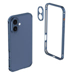 Custodia Armor con telaio in metallo antiscivolo su entrambi i lati e copriobiettivo., For iPhone 16 Plus, For iPhone 15 Pro Max, For iPhone 15 Pro, For iPhone 15 Plus