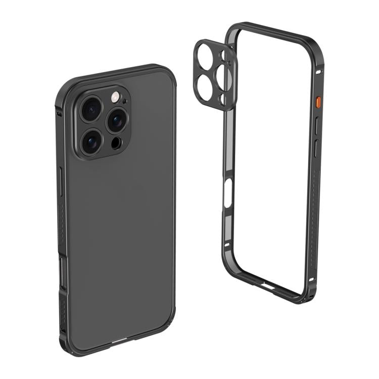 Custodia Armor con telaio in metallo antiscivolo su entrambi i lati e copriobiettivo., For iPhone 16 Plus, For iPhone 15 Pro Max, For iPhone 15 Pro, For iPhone 15 Plus