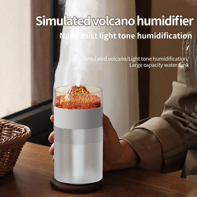 Umidificatore con luce ambientale a 7 colori e effetto vulcano simulato., Simulated Volcano
