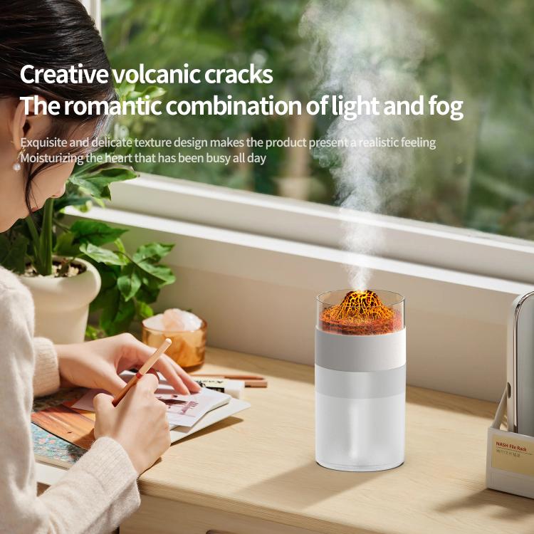 Umidificatore con luce ambientale a 7 colori e effetto vulcano simulato., Simulated Volcano