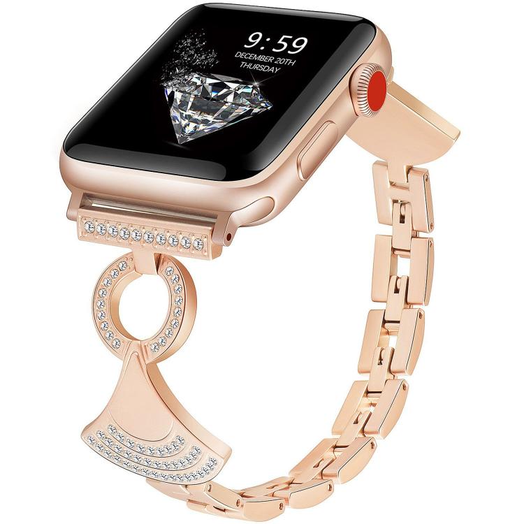Cinturino per orologio in metallo con diamanti incastonati a conchiglia, For Apple Watch 46mm / 49mm / 45mm / 44mm, For Apple Watch 42mm / 41mm / 40mm / 38mm