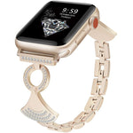 Cinturino per orologio in metallo con diamanti incastonati a conchiglia, For Apple Watch 46mm / 49mm / 45mm / 44mm, For Apple Watch 42mm / 41mm / 40mm / 38mm