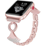 Cinturino per orologio in metallo con diamanti incastonati a conchiglia, For Apple Watch 46mm / 49mm / 45mm / 44mm, For Apple Watch 42mm / 41mm / 40mm / 38mm