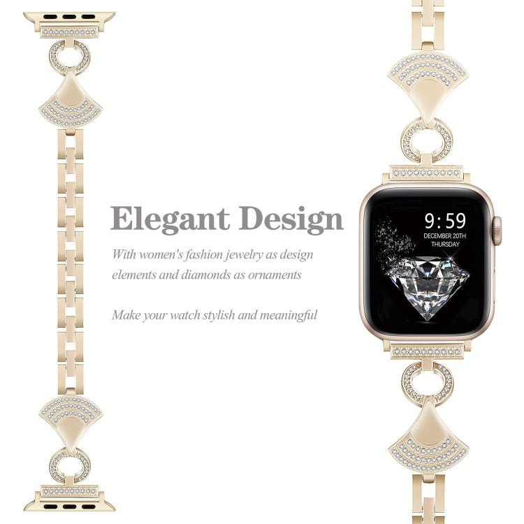 Cinturino per orologio in metallo con diamanti incastonati a conchiglia, For Apple Watch 46mm / 49mm / 45mm / 44mm, For Apple Watch 42mm / 41mm / 40mm / 38mm