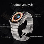 Cinturino per orologio in metallo con chiusura a farfalla in stile meccanico., For Apple Watch 46mm / 49mm / 45mm / 44mm, For Apple Watch 42mm / 41mm / 40mm / 38mm