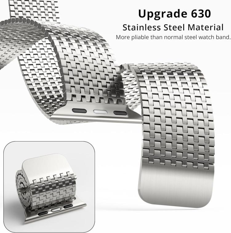 Cinturino magnetico milanese a catena a spilli per orologio, For Apple Watch 46mm / 49mm / 45mm / 44mm, For Apple Watch 42mm / 41mm / 40mm / 38mm