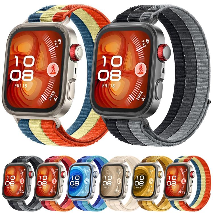 Cinturino per orologio in nylon intrecciato a triplo anello con chiusura a strappo, For Huawei Watch Fit 5 / Fit 5 Pro / Fit 4